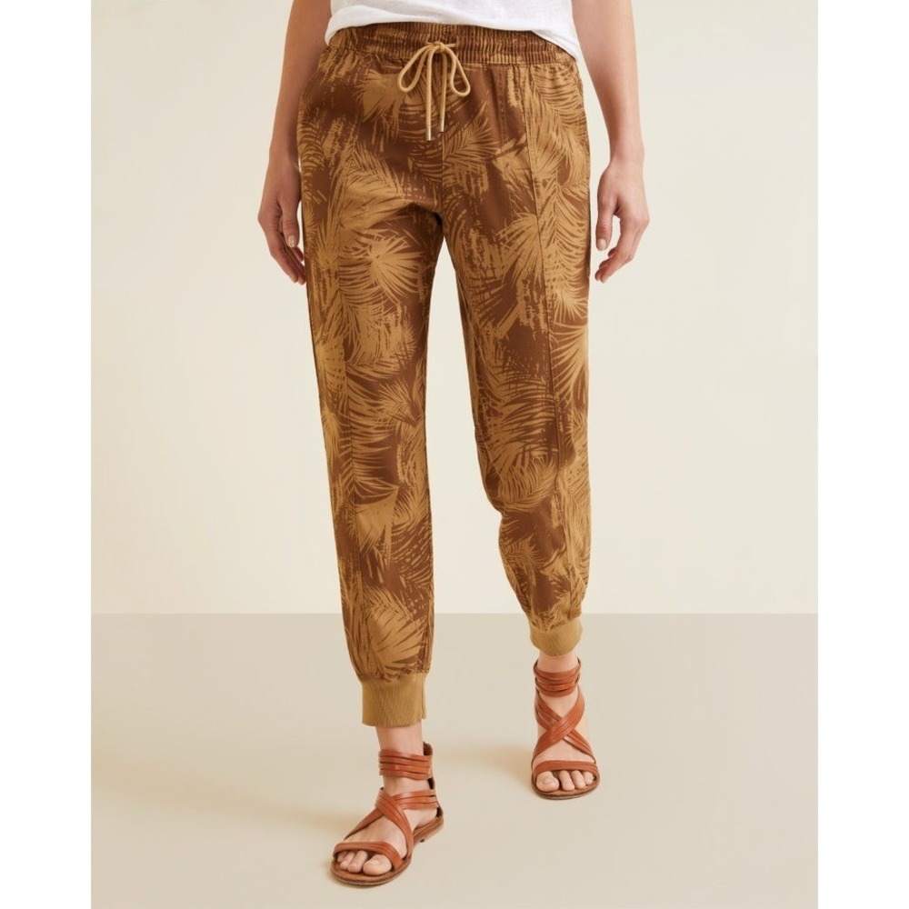 Garnet Hill Salt-Washed Chino Joggers Beachwood Palm‎ Brown Size Small